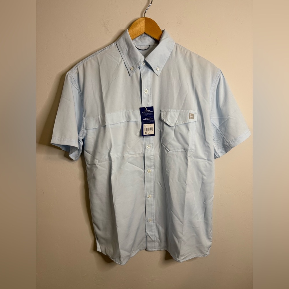 Huk Men's Sky Blue Casual Button Down Shirt